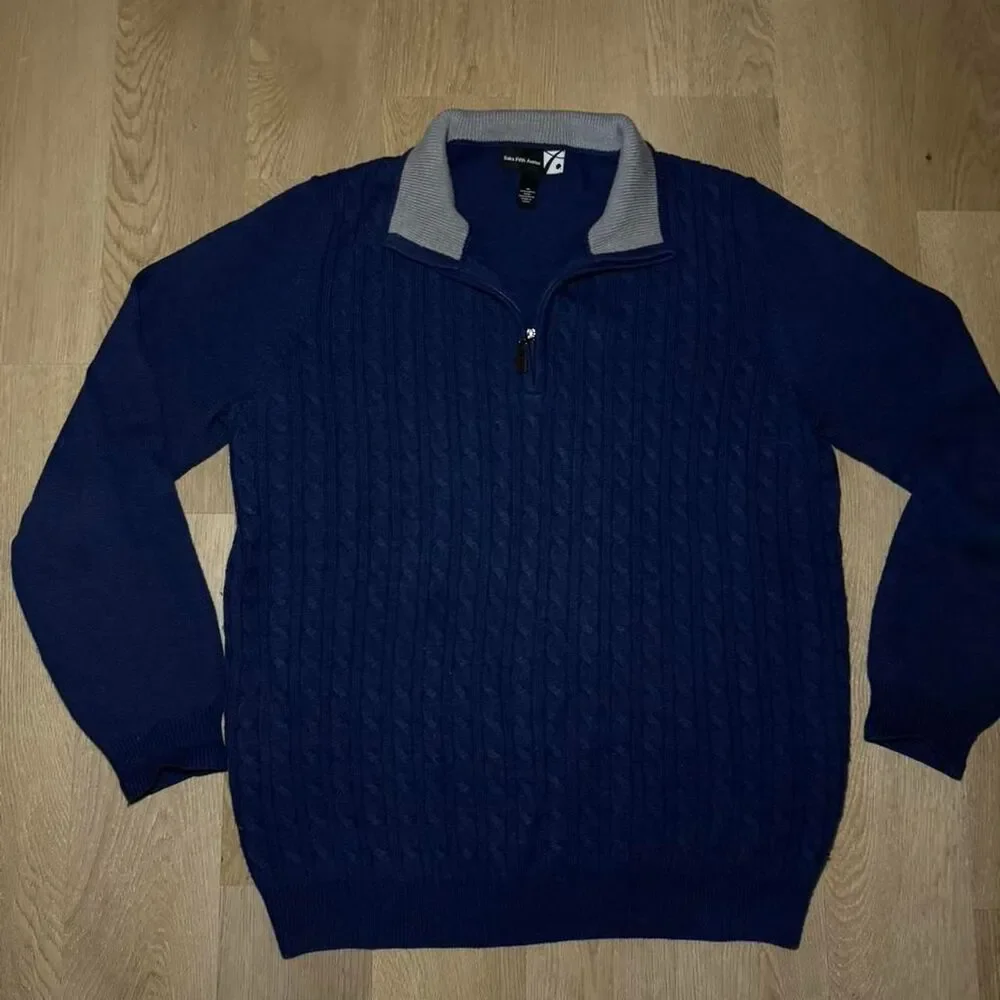 Saks-fifth-avenue Men's Navy and Blue Jumper